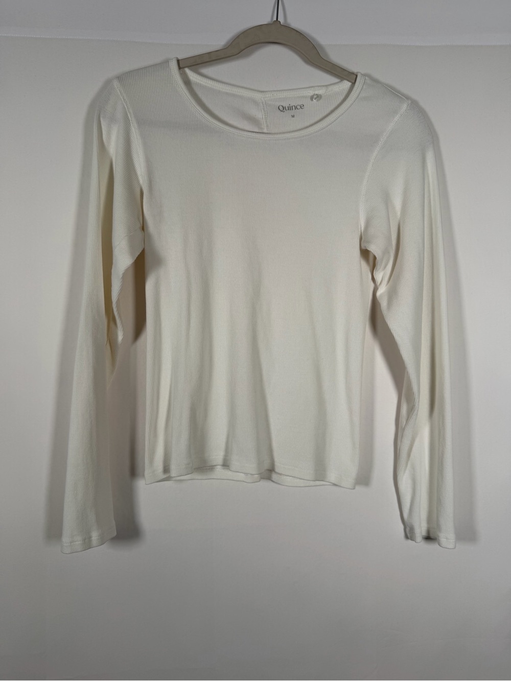 Quince Ribbed Long-Sleeve Crewneck Top Minimalist, Elevated Basic, Quiet Luxury